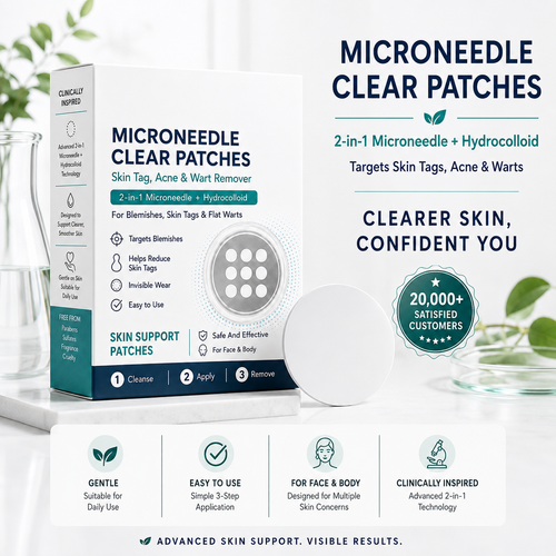 🇺🇸𝐇𝐢𝐬𝐤𝐢𝐧® 2-in-1 Microneedle & Hydrocolloid Patch | Removes raised moles, acne, flat warts, and skin tags | Helps improve wrinkles, scars, and blemishes | Invisible patches for face and body